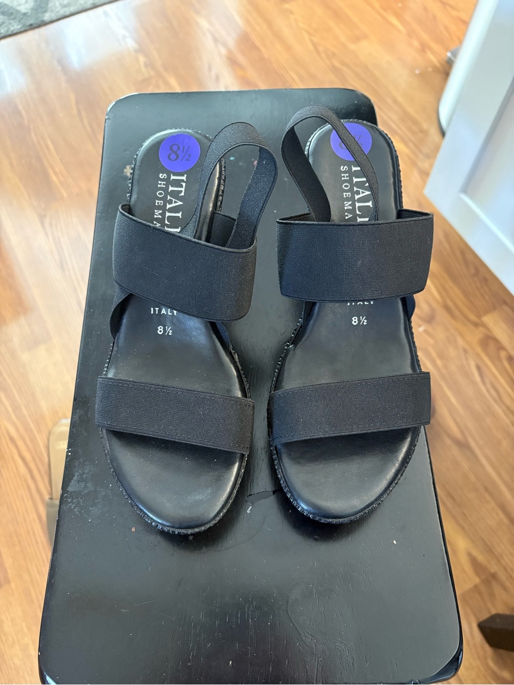 Black Elastic Strap Women’s wedge Sandals